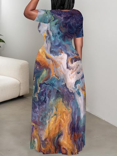 Image of Plus Size Maxi Dresses for Curvy Women T-Shirt Summer Sun Dresses Loose Fit
