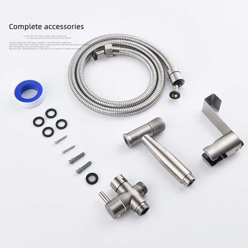 Ducha bidet para WC cromo con manguera de acero inoxidable de 1,2 metros 8