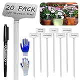 CareForge 304 Stainless Steel Plant Label, 20 Waterproof Metal Plant Label Stakes and Marker Pen, 7.87" Garden Markers for Outdoor Indoor Plants Identification.