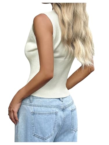 SOLY HUX Women's Button Down Sweater Vest V Neck Sleeveless Knit Going Out Tank Tops2