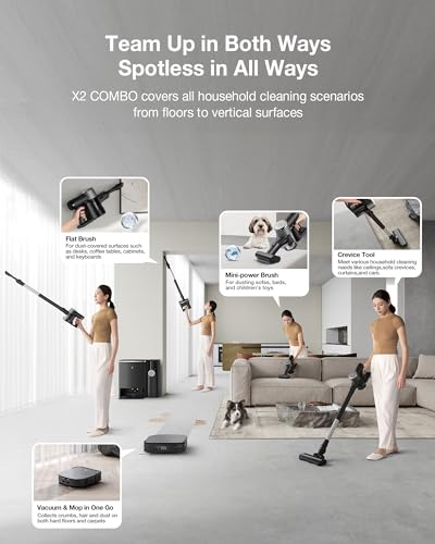 Image of ECOVACS DEEBOT X2 Combo Complete Robot Vacuum and Mop, 8700Pa Suction, 15mm Lift, Omni Station with Hot Water Mop Washing, Self-Emptying, Hot Air Drying, Auto-Refill, Obstacle Avoidance,Black