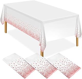 ELECLAND Blue and Gold Tablecloth Plastic Blue Tablecloth 137x274cm Gold Dot Confetti Table Cover Rectangular Party Table Cover for Baby Shower, Grad, Christmas, Birthday Decorations