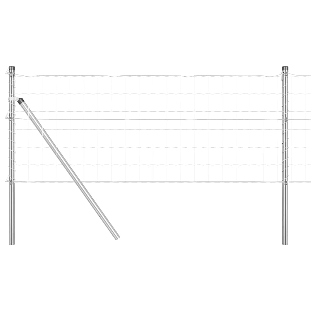 Steel Garden Fence with Posts, 0.6 x 10 m Silver PVC Coated Outdoor Metal Wire Panel, Weatherproof Boundary for Pet Enclosure, Terrace Privacy Screen, Easy Assembly Fencing Kit for Yard Decor
