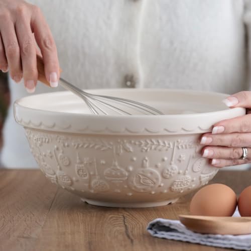 Mason Cash Deck the Halls S18 (2.85 Qt.) Mixing Bowl | Cream - Thumbnail 4