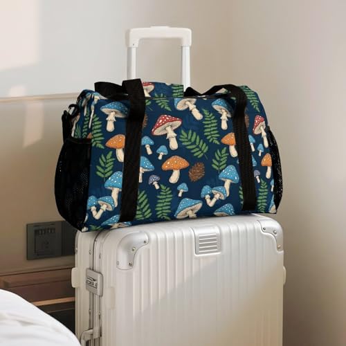 Women's Weekender Overnight Bag with Portable Handles Fit Fitness, Hiking, Camping, Business Trips, Daily Use (Mushroom)4