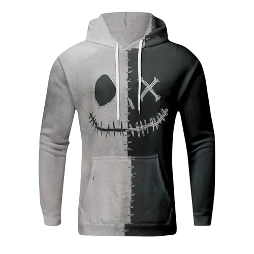 Mens Pullover Hoodie Halloween Long Sleeve Sweatshirt with Pocket Ghostface Print Casual Hooded Tops2