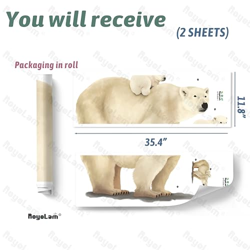 Vinilo decorativo oso polar con su cría para pared miniatura 4