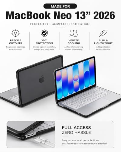 Funda MacBook Neo 13 2026 carcasa rígida PC con borde TPU Blush Clear 6