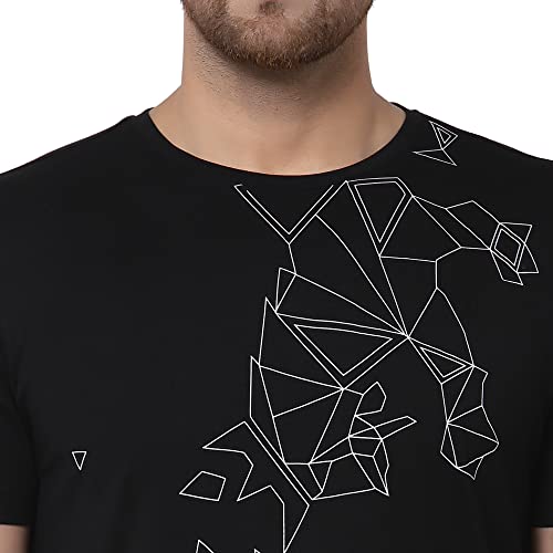 Image of Red Tape Men's Black Printed T-Shirt