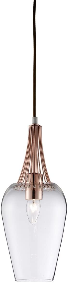 Searchlight Lighting Black Searchlight Whisk 1 Light Ceiling Light In Copper With Clear Glass