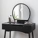 VASAGLE Vanity Table, Makeup Vanity Desk with Rounded Mirror, 2 Drawers, Vanity Set with Upholstered Stool, for Bathroom, Bedroom, Black URDT11BK