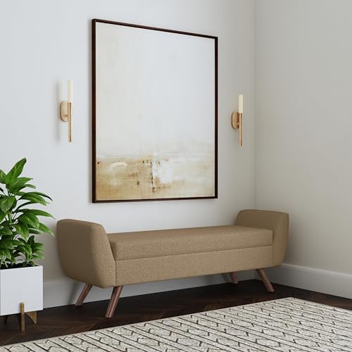 Image of HomePop 60 inch Modern Storage Bench with Wood Legs - Brown