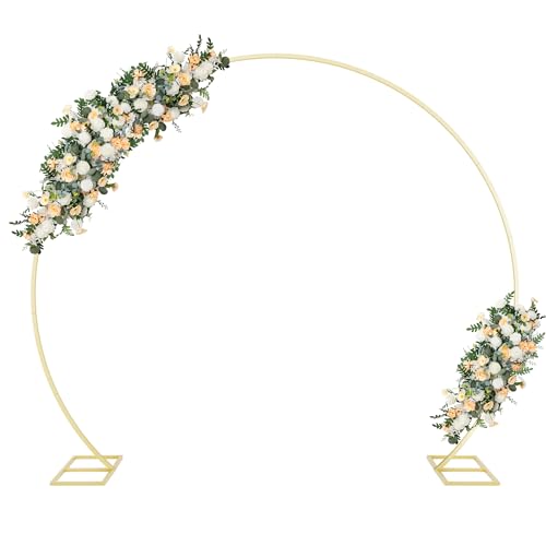 Gawicpy 8.7FT Round Backdrop Stand Metal Circle Balloon Arch Frame, Backdrop Stand Arch, Wedding Arches for Ceremony Birthday Party Bridal Graduation Decoration Baby Shower (Gold)