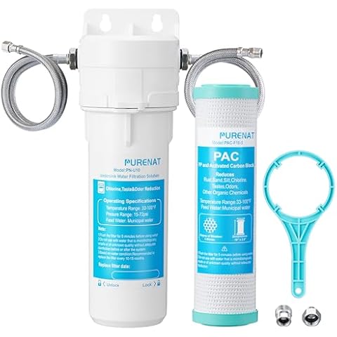 Under Sink Water Filter System - Fast Flow Under Counter Water Filter Direct Connect to Kitchen Faucet,10"Universal Replacement Filter(Lower Cost),Highly Effective Reduces Chlorine,Bad Taste&Odor Cover