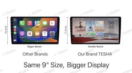 Image of TESHA 9 inch Android Car Stereo /Headunit for car /Capacitive Touch Screen /GPS + Steering Control Module /Wireless Carplay & Android Auto /Full HD Screen Small Bezels (TS9- K2401 4 /32)