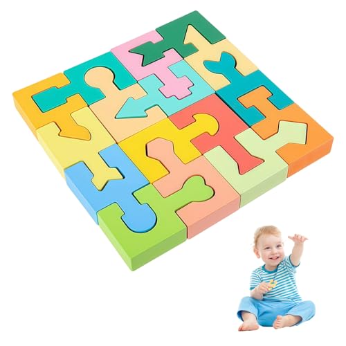 Sekfpnk Les blocs de construction géométriques, les jouets Montessori, les blocs de construction d'attribution de formes sont des jouets éducatifs, conviennent aux enfants à partir de 2 ans et