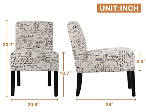 Armless Accent Chair, Living Room Chair, Small Chair For Bedroom, Accent Chairs For Living Room Office, Small Modern Armless Accent Chair, Side Chair, Bedroom Chairs With Thick Sponge Cushion White #TOP1