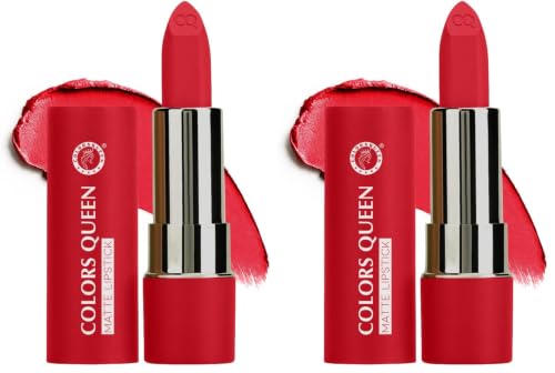 Image of Colors Queen Lippie Creamy Matte Lipstick | Single Swipe Application, Long Lasting & Highly Pigmented | Lightweight Lipstick for Women Infused with Jojoba Oil and Vitamin E (16 - Sexy Red, 5g)