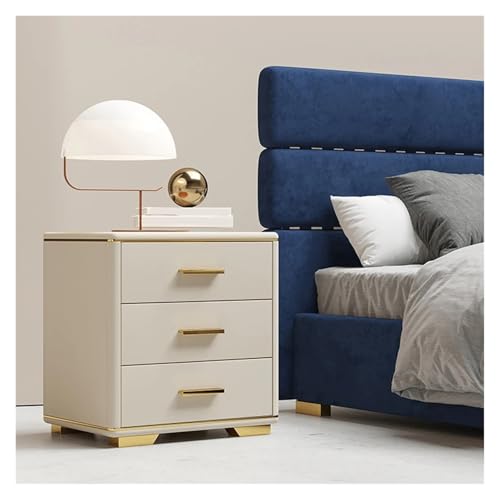 Table de chevet en cuir beige : rangez vos affaires avec style - 3