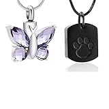 Minicremation Cremation Jewelry Urn Necklace for Ashes for Pet, Paw Print Memorial Ash Jewelry, Keep