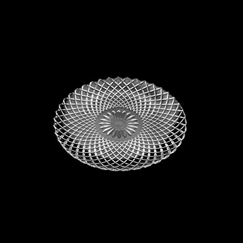 CJ 6 PRATOS P/SOBREMESA DE VIDRO GRID TRANSPARENTE 20cm