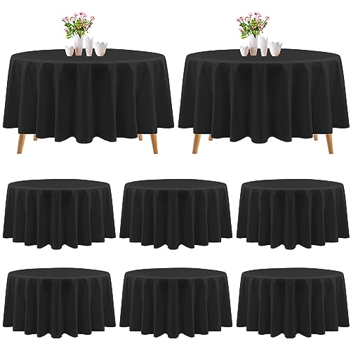 Teruntrue 8 Packs Round Tablecloth Polyester 90 Inches Black Washable Round Table Cloths For Round Tables Stain Resistant Wrinkle Washable Fabric Table Cover Cloth For Wedding Parties Banquet Buffet #TOP12