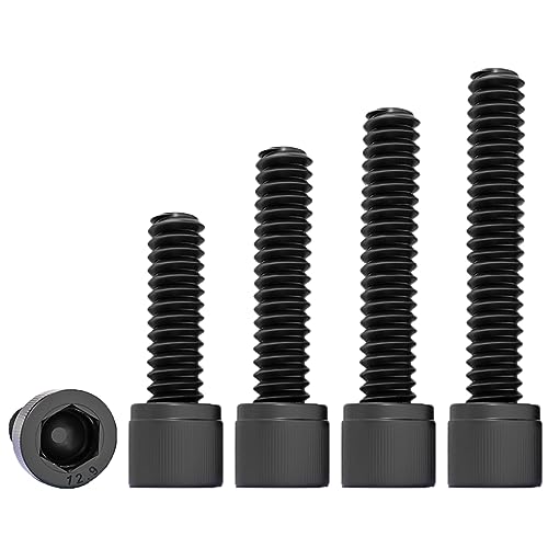 Qrity 20PCS M4x28mm Cylinder Screws with Hexagon Socket, Carbon Steel Fully Thread Fastener Screw