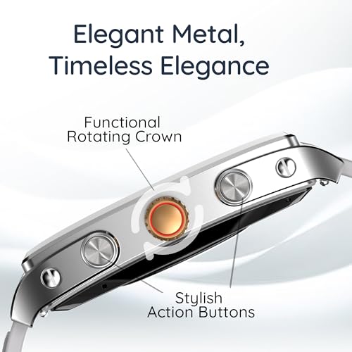 Image of Pebble Mega 2.06 inch Amoled Display | Bluetooth Calling Smart Watch for Men | Premium Metal Build | Always on Display | SpO2 | Heart Rate Monitoring | Multiple Watch Faces | Functional Rotating Crown