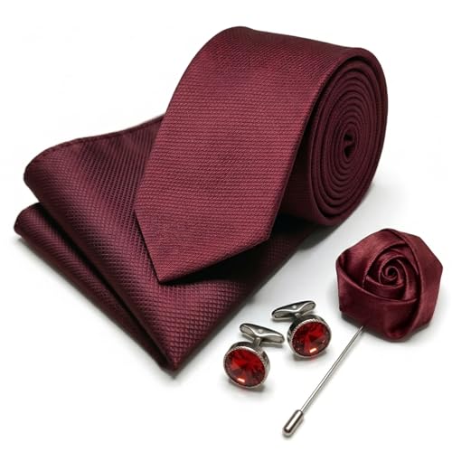 Image of Men's Necktie Gift Set with Wooden Box | Premium Tie, Pocket Square, Cufflinks & Lapel Pin | Elegant Formal Accessories Gift for Men