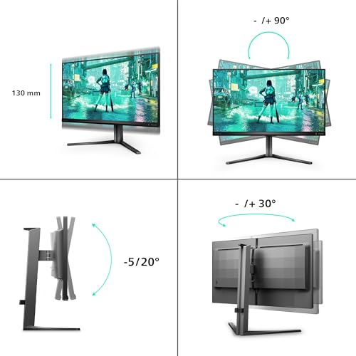 Philips 24B2U3301D 24 Pouces WUXGA Moniteur, 100 Hz, Dalle IPS, 4 ms GtG, synchronisation adaptative, réglage de la Hauteur, Haut-parleurs (1920 x 1200 HDMI, 1 x 1.4 DP, hub USB) Noir