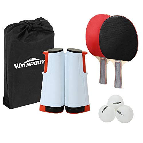 Ping Pong Net Table Tennis – Win SPORTS Paddle Set with Retractable Net,Play Anywhere Ping Pong Net for Any Table,2…