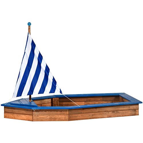 dobar® Sandkasten Schiff | Kinder-Sandkiste Segelboot Massivholz | Sandbox...