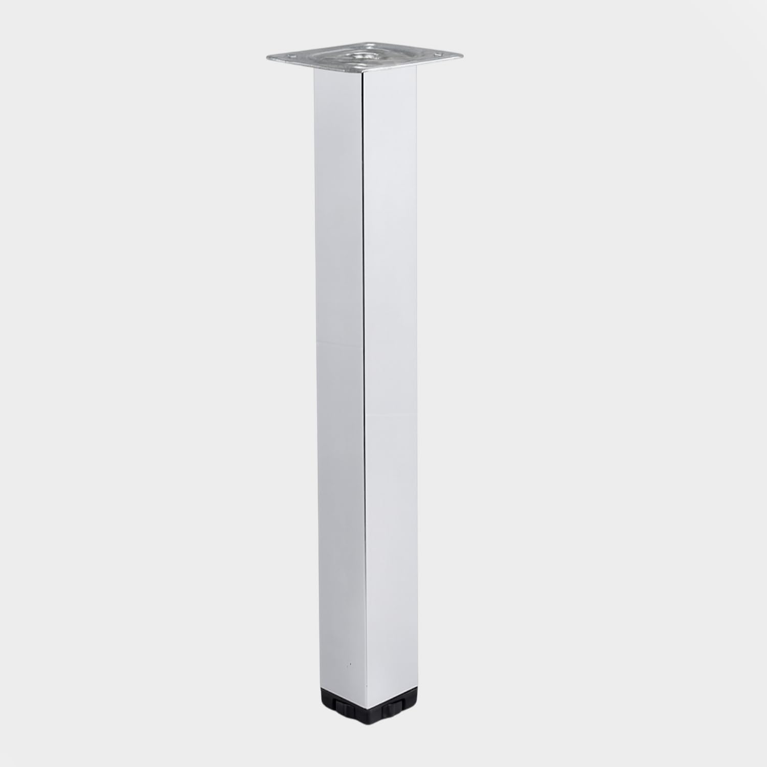 Kare Tablalı 71 cm Krom Gümüş 6 cm Çap Metal Sehpa Masa Ayağı Mobilya Destek Yükseltici Ayak Modeli
