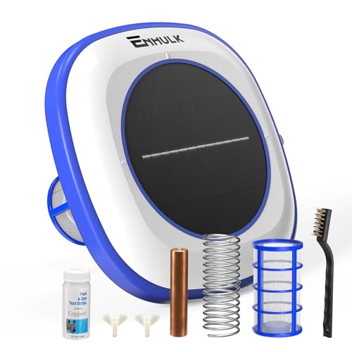 Solar Pool Ionizer, Upgraded Copper Floating Cleaner - Cleans Pools Up to 45,000 Gallons, Ideal for Above Ground, In-Ground Pools, Spas, and Hot Tubs (Slightblue)