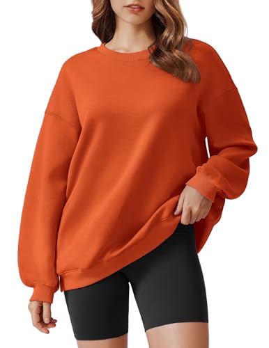 PINSPARK Sweatshirt for Women Oversized 2024 Fall Outfit Long Sleeve Y2K Pullover Top Crewneck Sweat Shirts with Side Pockets