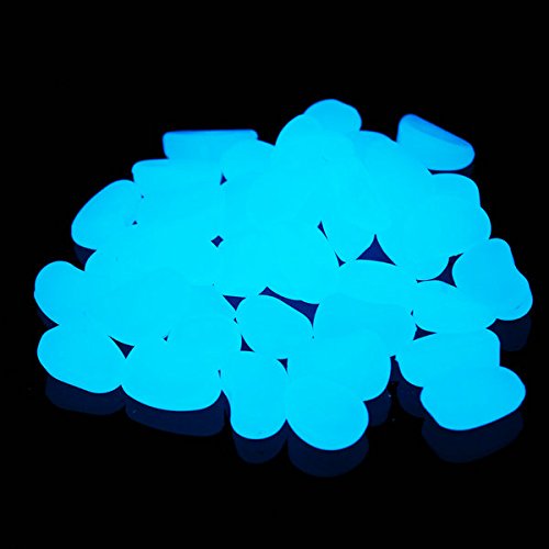 Shiny Stone 100pcs Glow in the Dark Pebbles, Blue, 305g/0.67lbs, 4/5''-1 1/2''