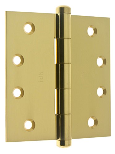 Idhba 84040-003 Professional Grade Quality Solid 4" X 4" Full Mortise Door Hinges (Pair), 4 X 4-Inch, Polished Brass #TOP5