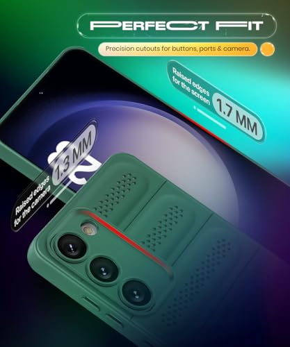 Image of WOW IMAGINE Ultimate Silicone Back Cover Case for Samsung Galaxy S23 5G | Heat Dissipation Thin Soft TPU | 360 Camera Protection | Breathable Cooling Holes - Forest Green