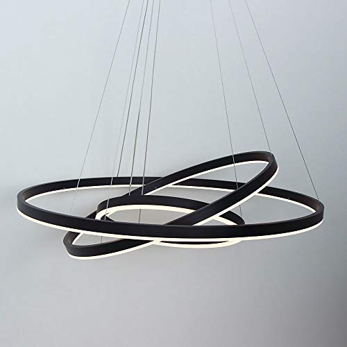 Plafonnier acrylique suspendu design de luxe 3 anneaux avec éclairage chaud
