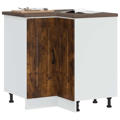 Gecheer Mueble bajo esquinero de Cocina Kalmar Roble Ahumado,Mueble de Cocina Auxiliar,Muebles Mobiliario Alacena Mesa de Trabajo Almacenamiento
