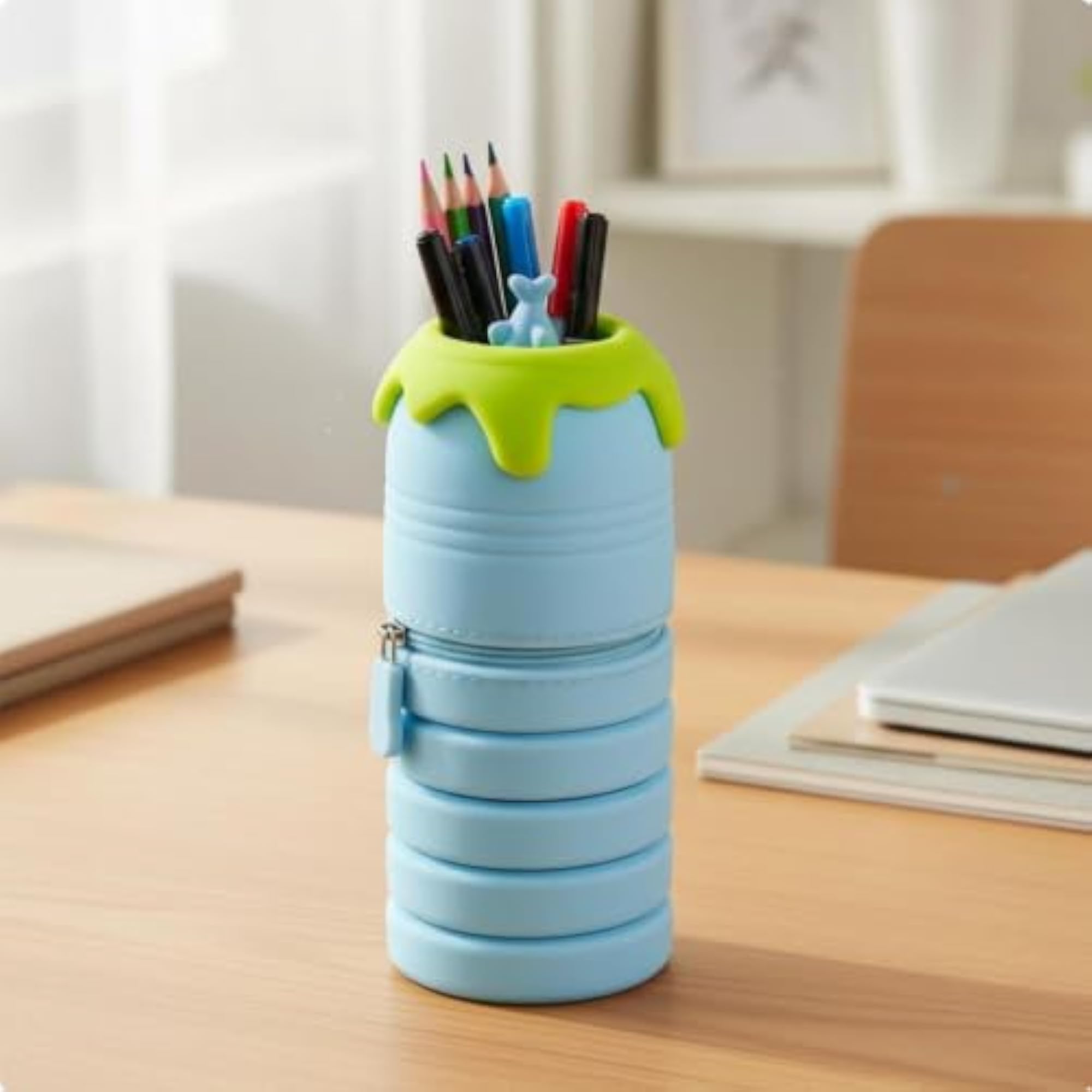 Cute Cartoon Expandable Silicone Pencil Case for Students