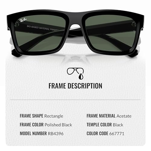 Ray-Ban RB4396 WARREN BIO-BASED Rectangle Shaped Sunglasses for Men & Women with Official RAYBAN Eyewear Kit3