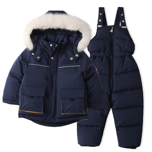 Jueshanzj Children's ski suit suit warm windproof waterproof padded and thickened Tibetan blue 100CM