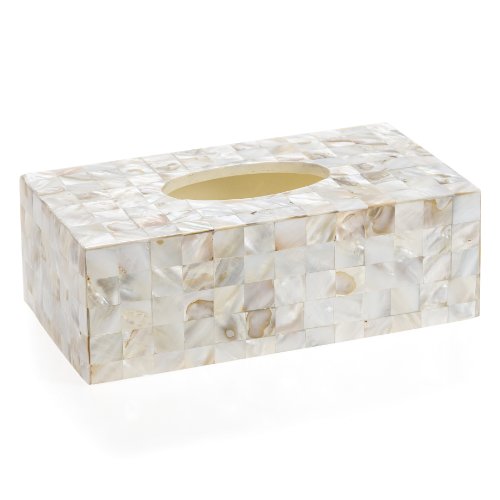 Creative Scents Milano Rectangle Tissue Box, 5.75-Inch by 10.25-Inch by 3.5-Inch, Mother of Pearl