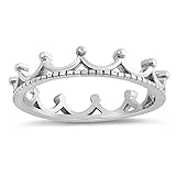 Oxidized Crown Tiara Royal Queen Ring New .925 Sterling Silver Band Size 10