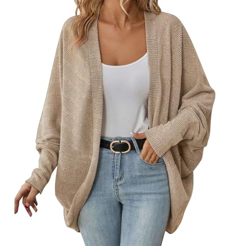 Women Batwing Sleeve Sweater Cardigan Soft Knit Coats Open Front Cocoon Sweaters Casual Loose Cardigans Outerwear