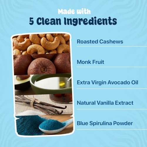 Image of Asmita Organic Farms Blue Spirulina Cashew Butter 250g | Vanilla Flavoured | No Added Sugar | Preservative-Free | Zero Palm Oil | High-Protein Nut Butter Spread for Bread, Smoothies & More