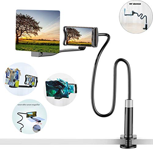 CUTEPET Haute Définition Projection Screen Support Telephone Portable pour,Agrandisseur d'amplificateur de loupe écran téléphone 3D,amplificateur de Film pour Tous Les Smartphones (12 Pouces, Noir)