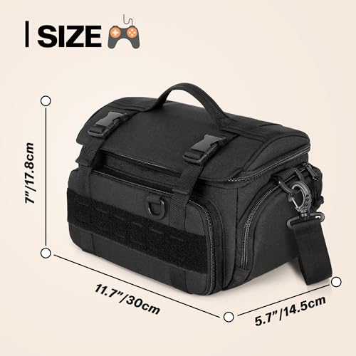 pgmoon travel bag compatible with steam deck oled legion go  go s  switch 2 tactical shoulder storage carrying case with pockets for dock ac adapter controllers