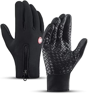 Hulier Winter Warm Gloves, Touchscreen Thermal Gloves,Non-Slip Elastic Cuff Cycling Gloves,Windproof Water-Resistant Running Gloves for Men Women Running Driving Cycling Climbing Hiking Skiing, Black